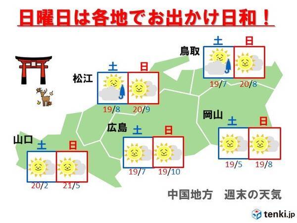 中国地方 週末のおでかけ天気 19年11月15日 エキサイトニュース