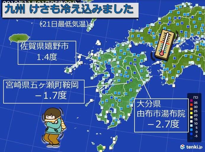 けさも冷え込んだ九州 週末は気温急上昇 19年11月21日 エキサイトニュース