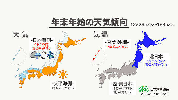 年末年始の天気傾向 日本気象協会発表 2019年12月12日 エキサイトニュース