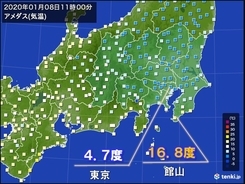 関東　暖かな空気　沿岸まできています