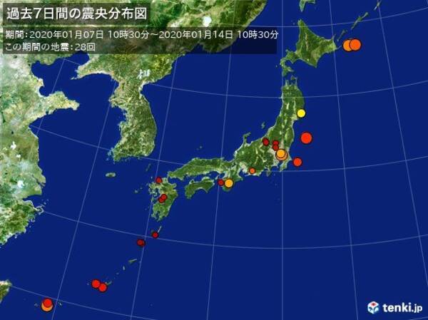 ここ1週間の地震回数　今朝は関東で最大震度4