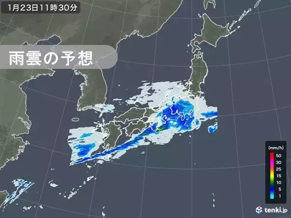 23日　雨雲は東へ　関東は午前中から冷たい雨に