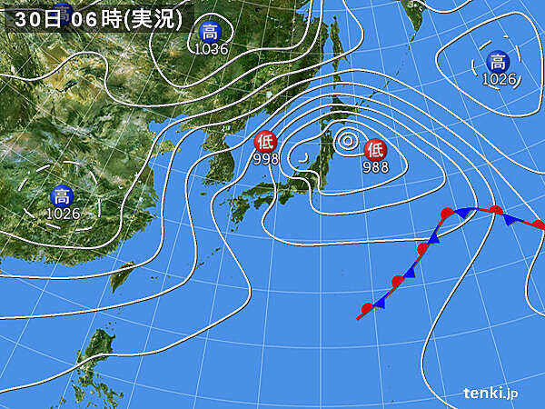 北海道や東北で風強く荒天　九州は大気の状態不安定