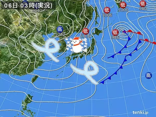 6日　日本海側は大雪　広く北風強く　今季一の寒さ