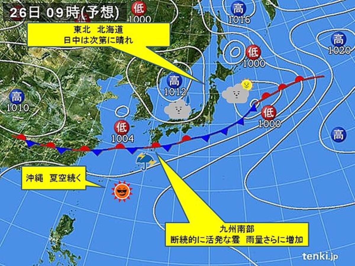 九州雨量増加 来月梅雨前線日本海へ 17年6月25日 エキサイトニュース