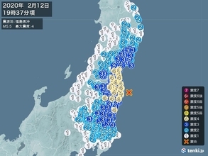 東北地方で震度4の地震　津波の心配なし