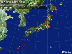 ここ1週間の地震回数・南海トラフ周辺の地殻活動