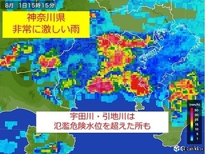 神奈川県　氾濫危険水位を超えた所も