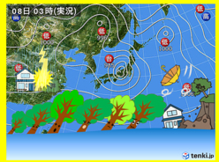 台風5号　広く高温多湿　大雨と猛暑