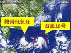 強い台風18号「非常に強い」勢力へ