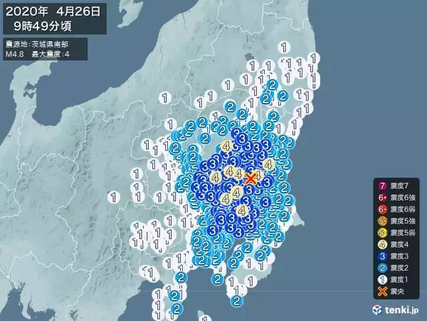 「茨城県、栃木県、群馬県などで震度4の地震　津波の心配なし」の画像