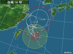 強い台風18号　宮古島が暴風域に
