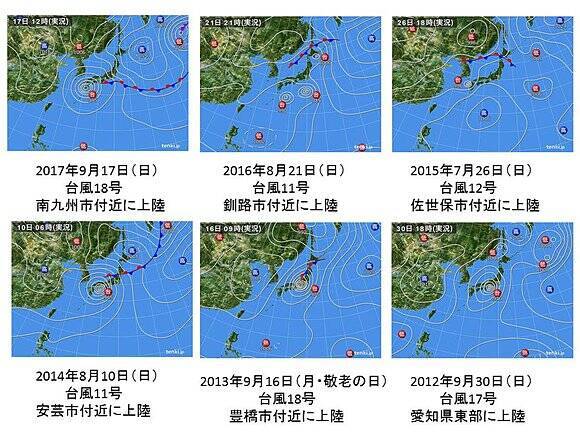 台風 日曜 祝日の上陸 6年連続 17年9月17日 エキサイトニュース