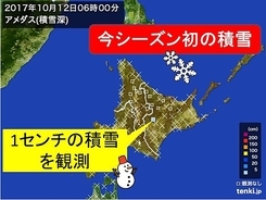 北海道で積雪1cm　全国で今季初