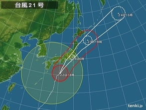 台風21号　強い勢力で上陸へ