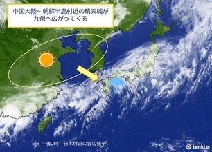 九州北部　あす(7日)は梅雨の晴れ間