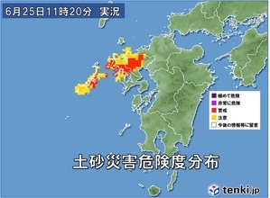 長崎・佐賀で大雨　あすにかけて線状降水帯の発生に警戒