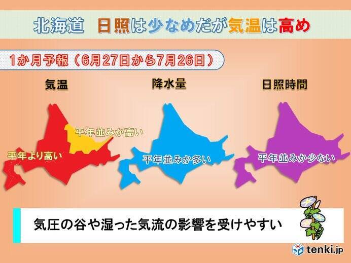 北海道の1か月 日差しは少ないものの気温は高めに 年6月25日 エキサイトニュース