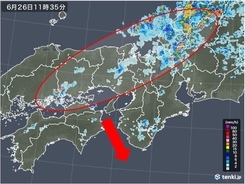 関西　梅雨前線が南下中　天気の急変に注意を
