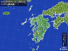 九州　発達した雨雲南下　鹿児島で1時間に50ミリ以上の非常に激しい雨