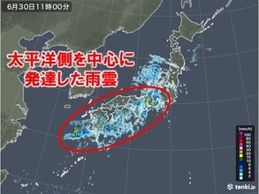 朝は高知県で猛烈な雨　近畿や東海でも激しい雨を観測