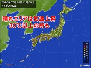 晴れエリアは午前中から30℃超も　北海道でも真夏日に