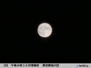 都心の夏の夜空を照らす　満月