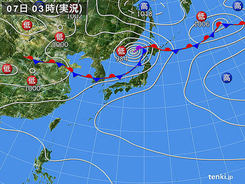 7日　北海道は雨と風が強く荒れた天気　東北日本海側も大雨のおそれ