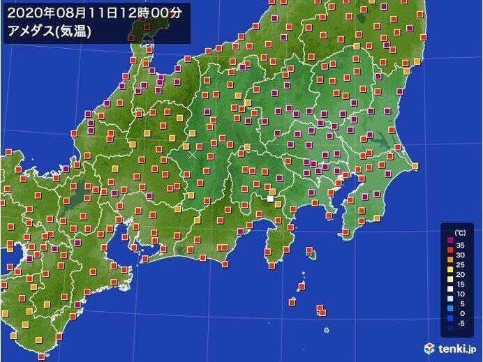 正午までに東京都心で36℃超　群馬県伊勢崎市では38.6℃　危険な暑さ