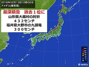 日本海側で記録的大雪　福井県で3m