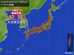 九州で37℃台の厳しい残暑　今後2週間程度も気温の高い状態が続く予想