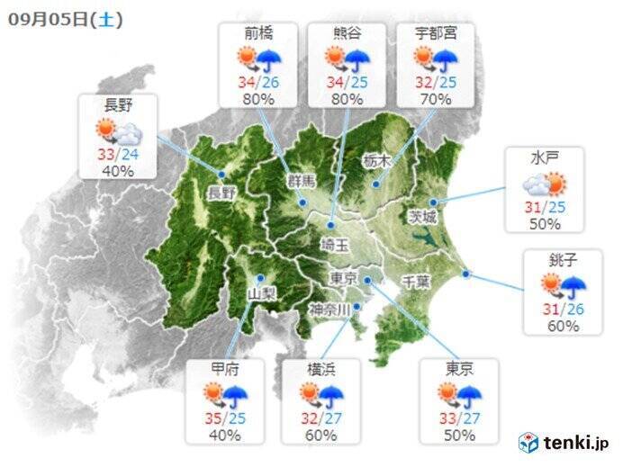 関東甲信　午後は天気急変　局地的に「非常に激しい雨」