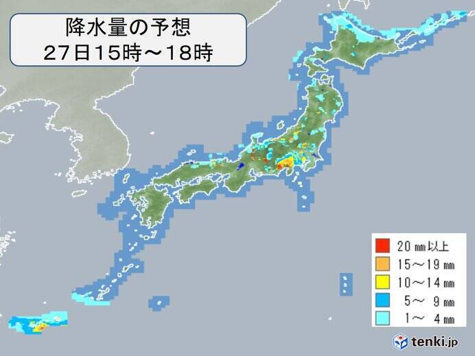 27日　所々で雨具が必要に　東京19日連続で雨か　南の海上で台風発生へ