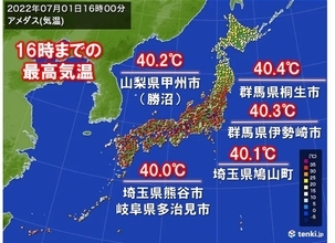 観測史上初　6地点で最高気温「40℃台」　今年1番の暑さが続出