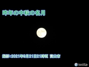 北陸　今夜は中秋の名月　見られれば「満月」　天気は場所により明暗か?