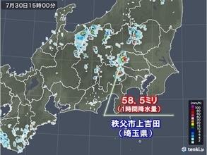 埼玉で非常に激しい雨　関東は今夜にかけて大気の状態が不安定