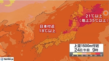 あす24日も猛暑をもたらす暖気　北海道まで流入　長岡市で38℃予想　残暑まだ続く