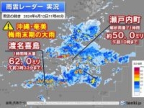 沖縄・奄美で非常に激しい雨　梅雨末期の大雨に警戒　いよいよ土日は本州も梅雨入りか