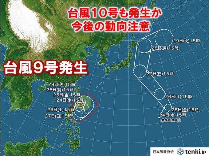 25日も局地的大雨　北日本や北陸で危険な暑さ　台風9号発生に続き、台風10号か