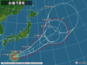 台風18号の今後の動向は?　10月も台風シーズン続く