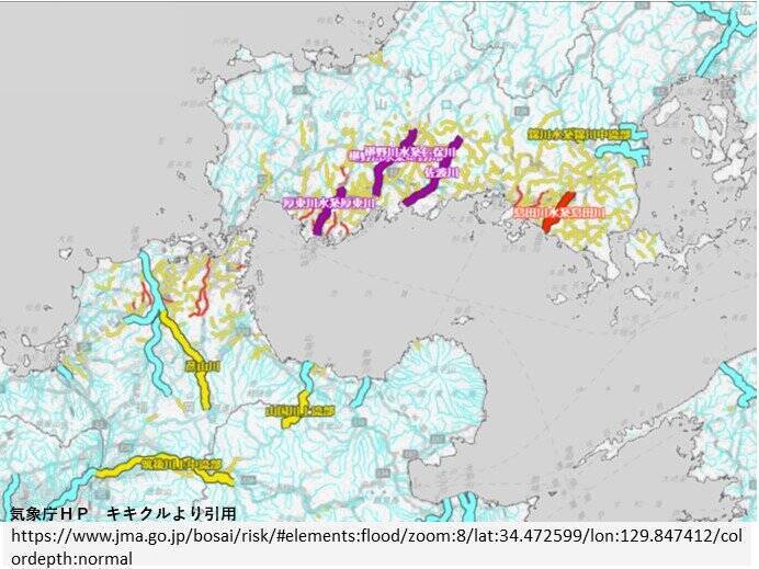 雨の実況　九州北部　土砂災害の発生が急激に高まる　川の氾濫に警戒