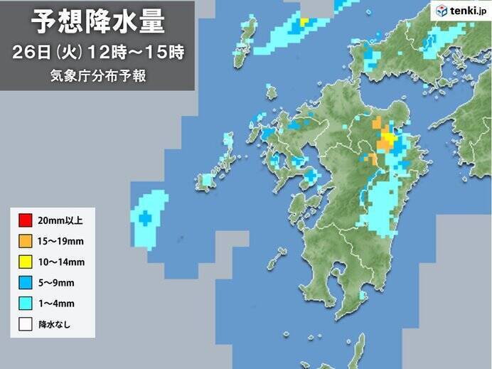 九州や四国に雨雲　激しい雨が降った所も　あす26日も九州は所々で雨や雷雨