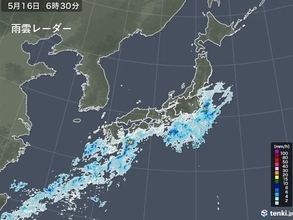 太平洋側に雨雲　千葉県沿岸部でやや強い雨　夜にかけて傘が手放せない所も