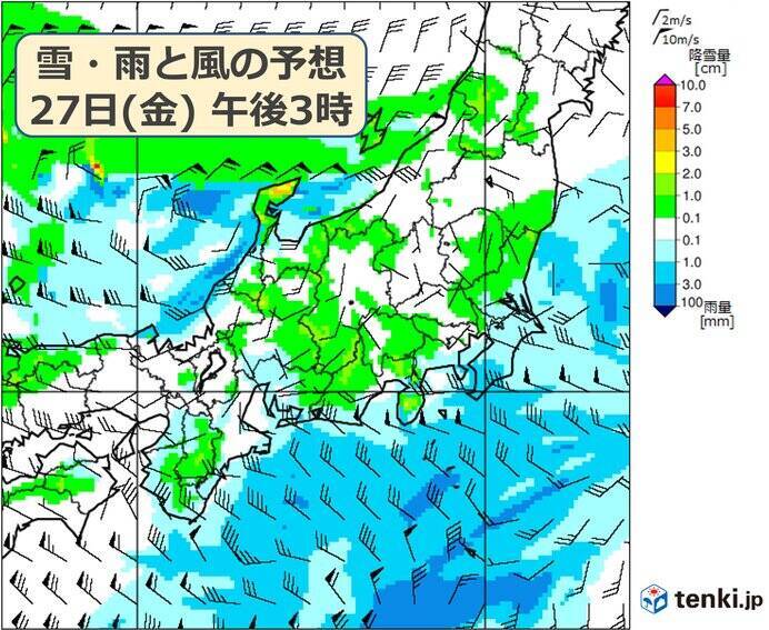 あす27日　南岸低気圧が通過　午後は関東・都心も雪の可能性　一日凍えるような寒さ