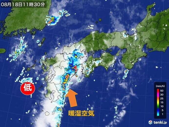 九州　宮崎県など太平洋側に活発な雨雲停滞　土砂災害や急な川の増水・氾濫に警戒