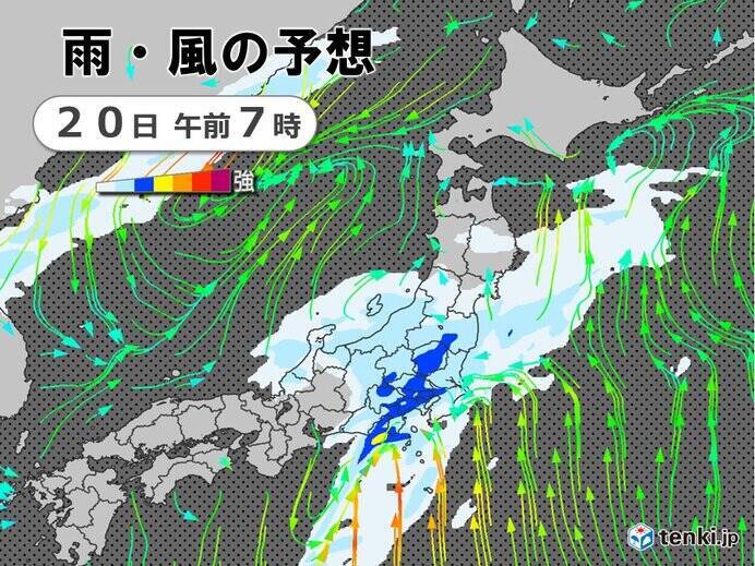 今日20日　東海に活発な雨雲　激しい雨に注意　関東甲信～東北も昼頃まで雨や雷雨