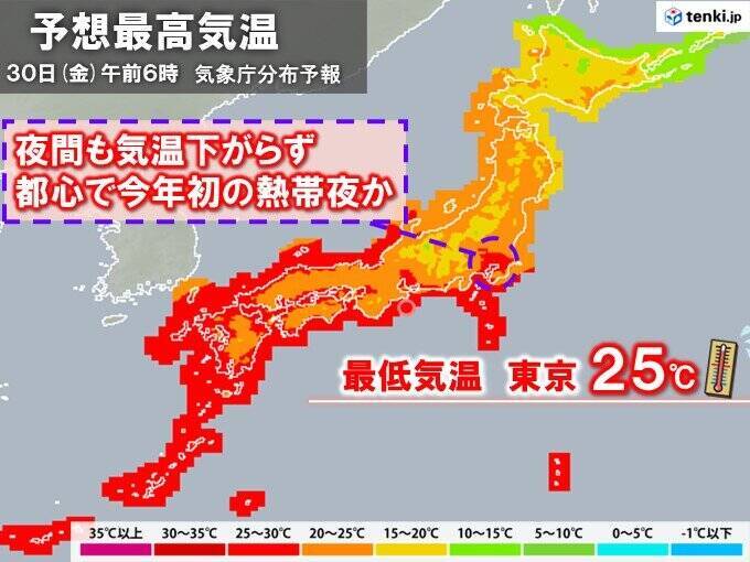 東京都心で今年一番の暑さ　午前中から猛暑日に迫る所も　夜間も気温下がらず熱帯夜へ
