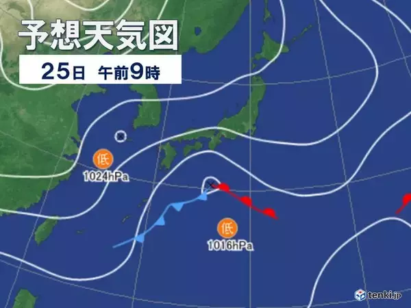 「三連休最終日　日本の南に低気圧が発生　広範囲で雨や雪に　平地で積雪も」の画像