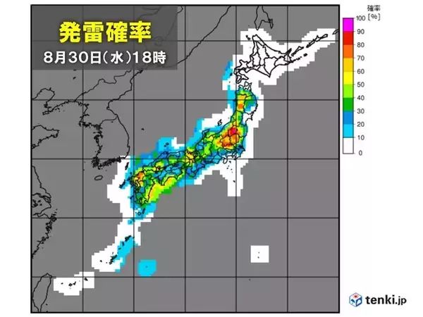「30日の天気　九州南部や四国は断続的に雨　九州北部～東北は急な激しい雷雨に注意」の画像