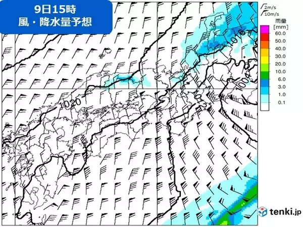 「関西　北風強く　明日10日の朝にかけて気温急降下　体調管理に要注意」の画像